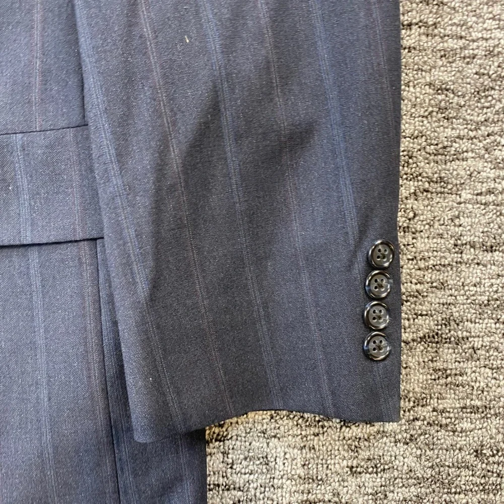 Hart Schaffner Marx Mens 40R Vintage Navy Pinstripe Wool Blazer USA Union Made